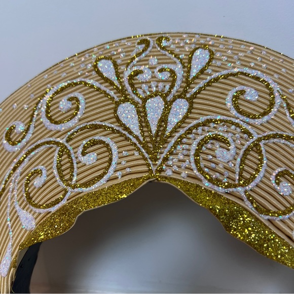 Gold White Glitter Design Vietnamese Khăn Đóng Traditional Headdress Crown - Picture 4 of 9
